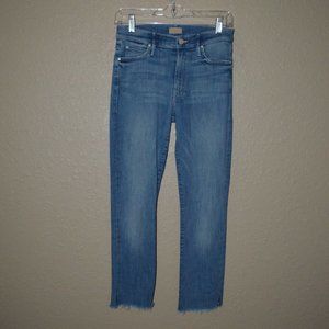 $196 Sz 27 Mother The Rascal Ankle Snippet Fray Well Played Blue Jeans